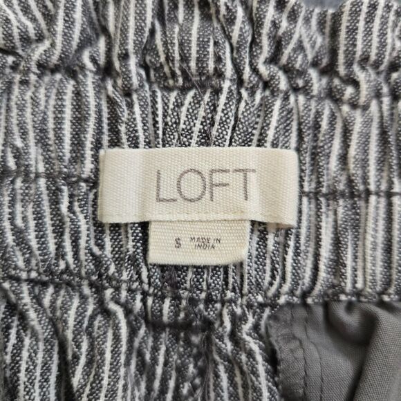 LOFT Women S Linen Blend High Rise Striped Pleated Straight Leg Pants - Picture 7 of 13